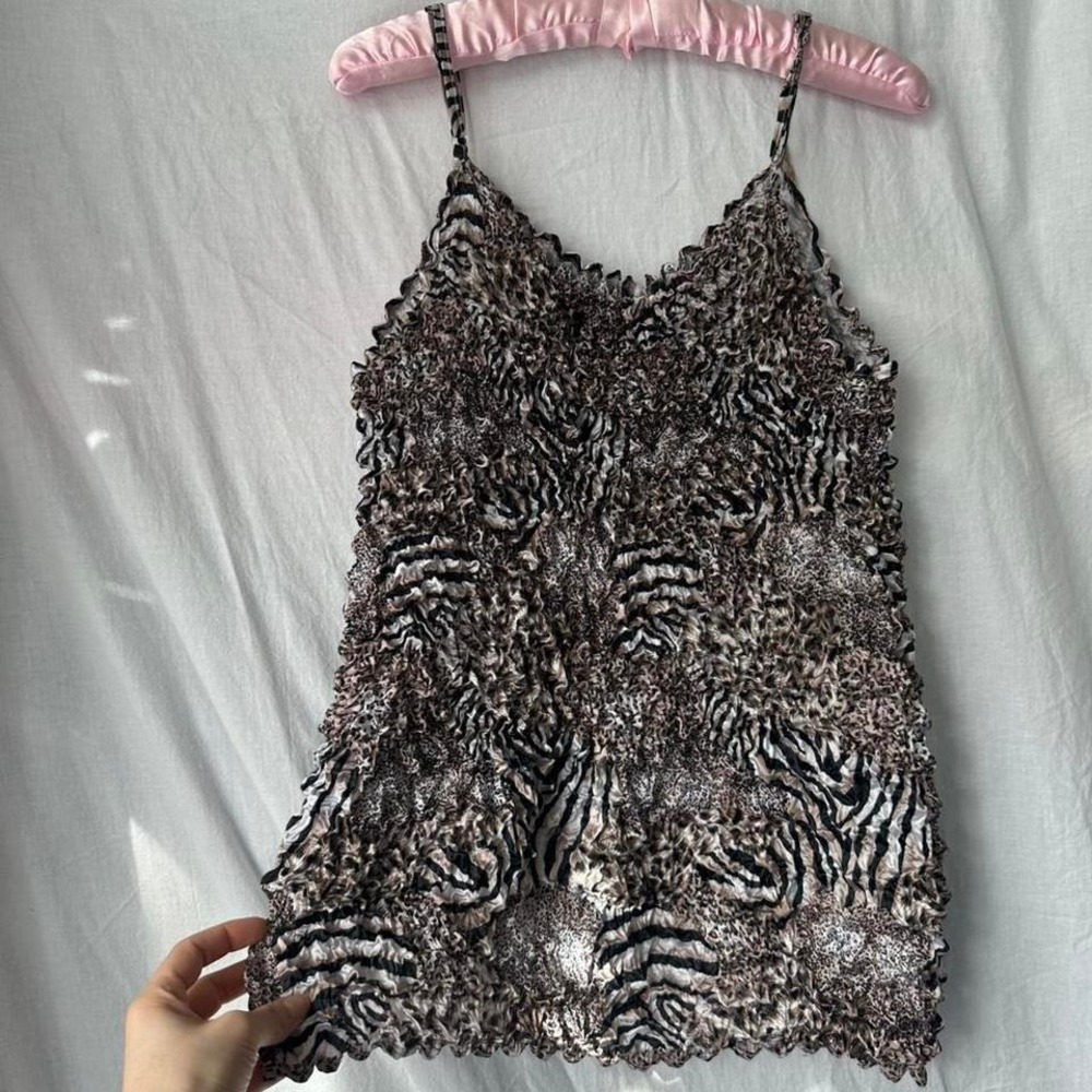y2k animal print popcorn tank top